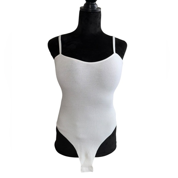 Gianni Bini Tops - Gianni Bini Ribbed Strappy Bodysuit, White, Small